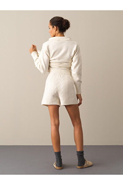 Xint Kadın Ekru Regular Fit Triko Şort