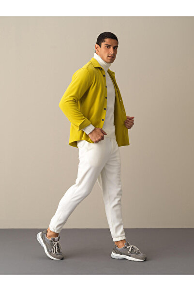Xint Erkek Sarı Pamuk Dokulu Fit Cepli Gömlek Ceket