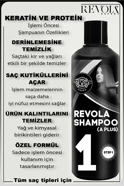 REVOLA EXPERT Pre-Keratin and Protein Deep Cleansing Shampoo - Opens Hair Cuticles and Removes Fat