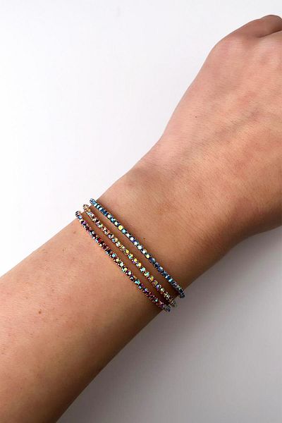 Modex 3-Piece Rubber Strip Bracelet with Rows of Stones