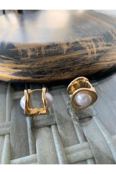 Pelin Aksesuar İncili Vintage Çift Taraflı Küpe