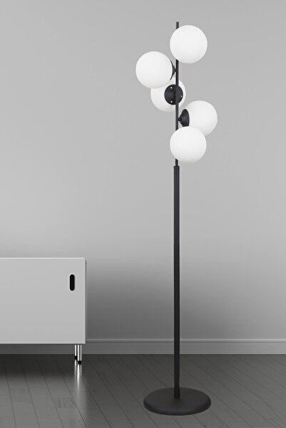 Taşcan Aydınlatma Missy 5 Li Siyah Lambader Beyaz Camlı Modern , Oturma Odası ,Yatak Odası , Salon Lambader