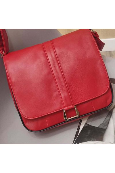 Deribag Piele naturală, curea încrucișată, geantă zilnică, geantă de umăr pentru femei, roșu 26*25*8 cm