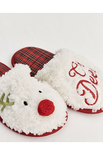 Chirpy Nevi- C - New Year's Themed Gingham Women's House Slippers