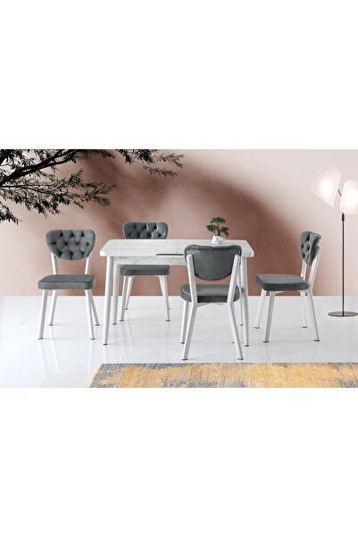 Sweet Home Masa Sandalye Silva Açılır Masa Kristal +4 Adet Simge Metal Sandal...