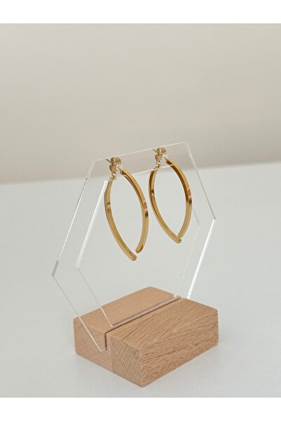Tasarım Çift Taraflı Oval Gold Küpe - Minimalist Tasarım, Şık ve Zarif