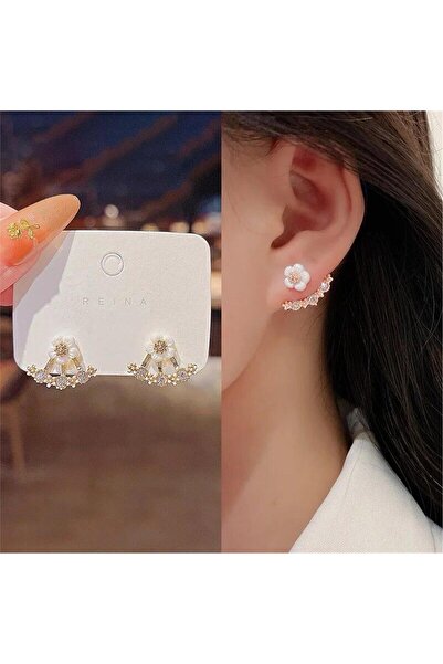 Pelin Aksesuar Pembe Beyaz Pıtırcık Çiçekli Hayalet Küpe