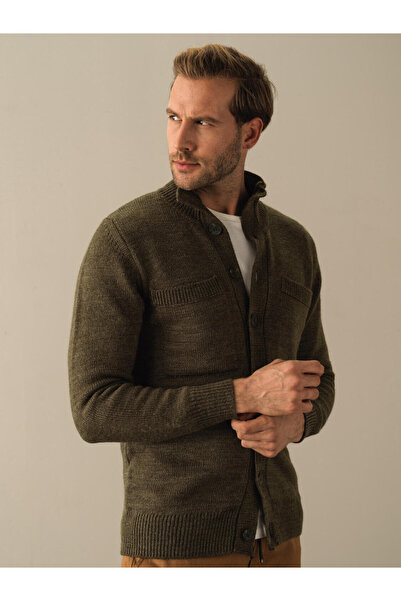 Xint Erkek Haki Düğmeli Cep Detaylı Hırka