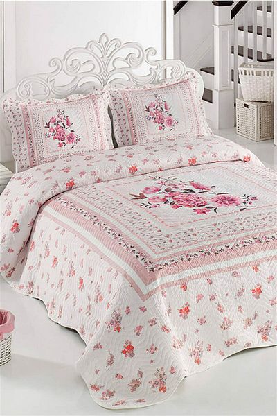 Örtüm Thalia Double Quilted Bedspread Set - Powder