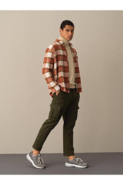 Xint Erkek Camel Pamuk Dokulu Oversize Fermuarlı Gömlek Ceket