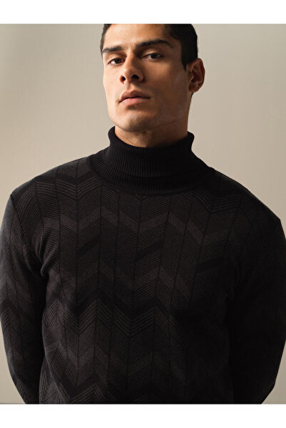 Xint Erkek Siyah Pamuk Dokulu Regular Fit Kazak