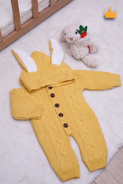 Babyhola Velsoft Knitwear Rabbit Eared Jumpsuit for Baby Boys and Girls 2800