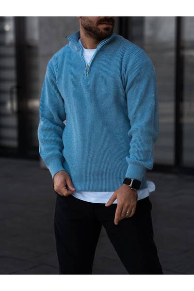 SR MEN'S TRIKO HALF ZIPPERED SWEATER