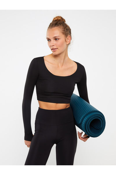 LC Waikiki Crop de damă cu mânecă lungă, cu decolteu în U