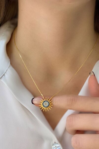 SEYHAN KUYUMCULUK Nazar Boncuklu 22 Ayar Altın Güneş Kolye