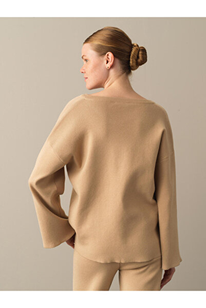 Xint Kadın Bej Oversize Kazak