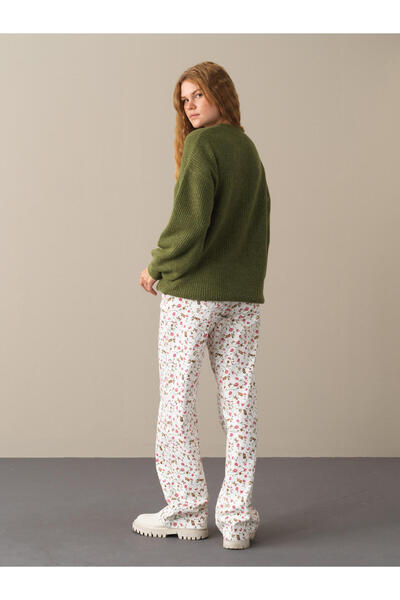 Xint Kadın Yeşil Bisiklet Yaka Oversize Kazak