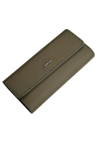 S.S SÜZER DERİ Khaki Green 100% Genuine Leather Stitching Detailed Hidden Mag...
