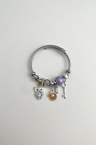 Modex Owl Detail Steel Figured Spring Bracelet