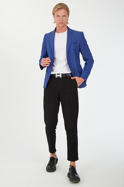 SPOSO 5110 Model Narrow Fit Indigo Men's Blazer - Half Lined