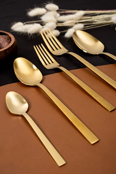 çarşıdayız Elal 60 Pieces 12-Person Stainless Steel Gold Fork Spoon Set - Stylish and Elegant Design