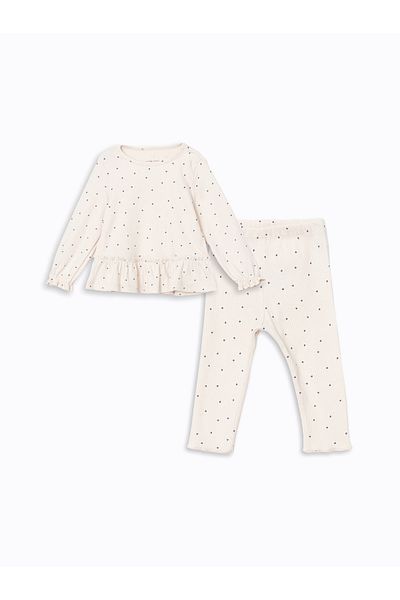 LC Waikiki Crew Neck Baby Girl Blouse and Leggings 2 Pieces Set