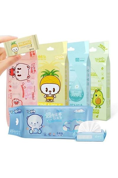 bimbambom Wet Wipes 8 Pack Mini Pack Pocket Inside the Bag Wet Wipes