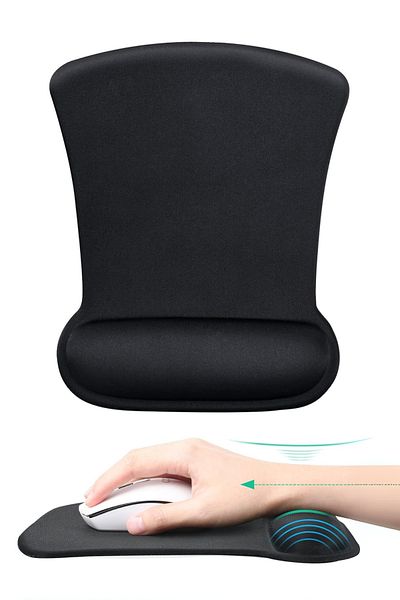 BLACK DEER لوحة ماوس Ergocomfort مريحة غير قابلة للانزلاق مع دعم للمعصم، تصميم واقي للمعصم