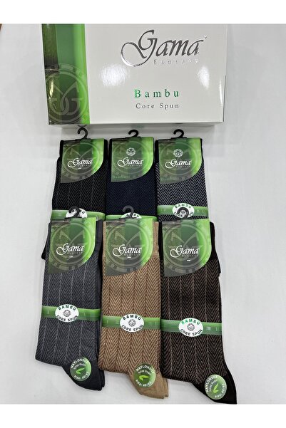 Gama Çorap 6 Pieces Bamboo 100% Natural Nylon-Free Mixed Color Patterned Thick Winter Men's Socks