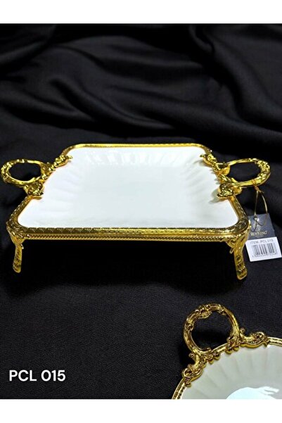 ROY KING Roykıng Elegance - طبق تقديم مربع ذهبي مقاس 36 سم