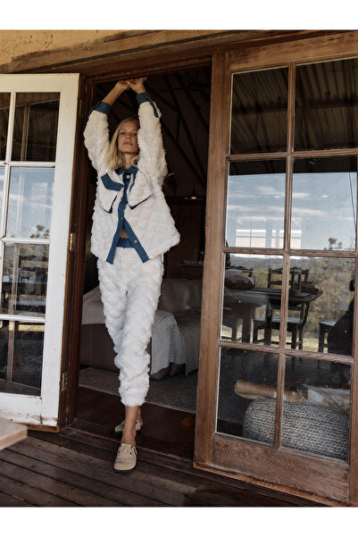 Xint Kadın Beyaz Oversize Cepli Kuzu Pantolon