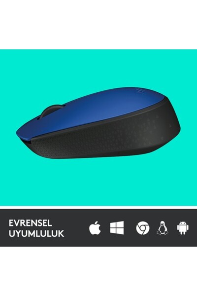 logitech M171 USB Alıcılı Kablosuz Kompakt Mouse, Mavi 910-004640