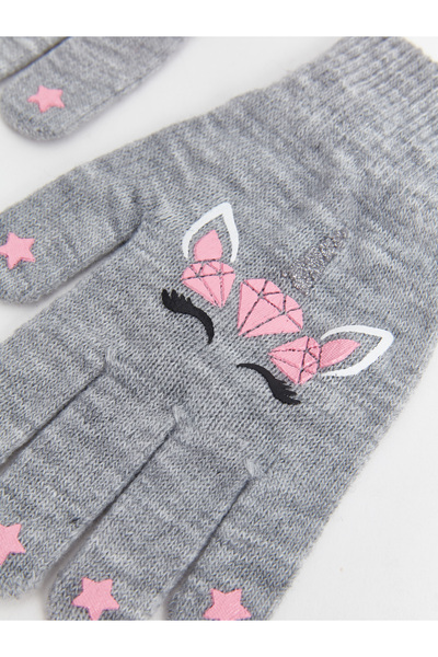 LC Waikiki Kaninchen bedruckte Mädchenhandschuhe im 2er-Pack