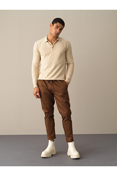 Xint Erkek Camel Pamuk Dokulu Regular Fit Pantolon