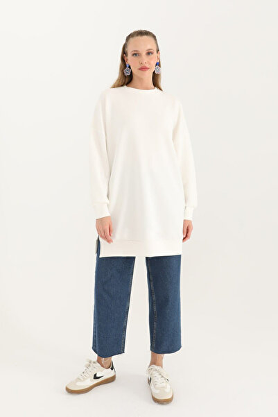 Puane Women's Modal Fabric Soft Textured Simple Ecru Tunic 10604