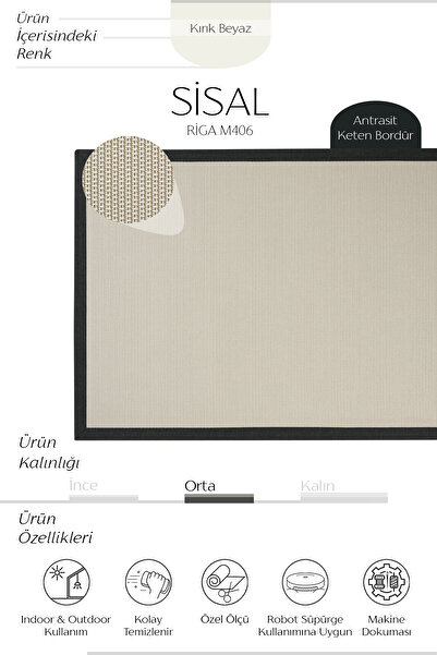 Cool Halı Riga M406 Hav Toz Vermez Kolay Temizlenen Hasır Doku Ince Düğüm Ithal Sisal Halı