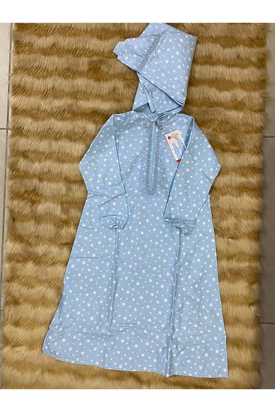 skycott Practical Zippered Star Print Prayer Dress - Elastic Sleeve, One Piece 878