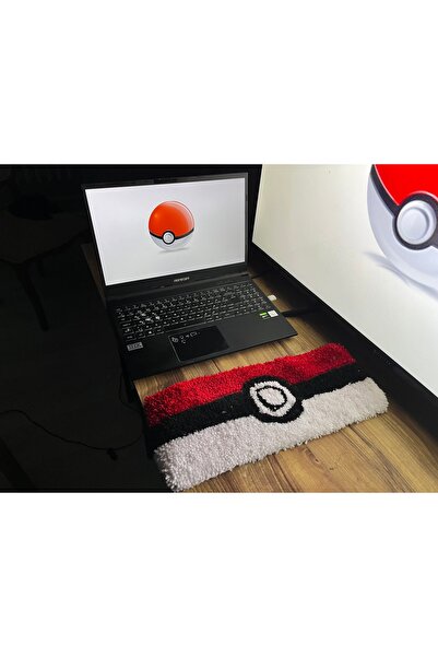 Pokemon Klavye Halısı - Pokebol Laptop Kol Desteği El Dokuma Halı - Kişiye Özel Halı - Anime Halı