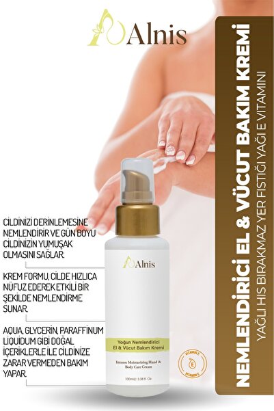 ALNİS Alnis El Ve Vücut Kremi 100 ml – E Vitaminli, Yer Fıstığı Yağlı, Yoğun ...