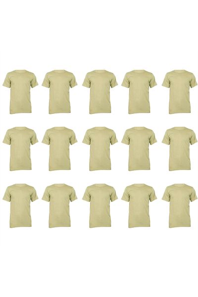 ŞİMŞEKOĞLU 15-Piece Soldier Undershirt Khaki, Short Sleeve Military Athlete for Novice and Precedent Soldier