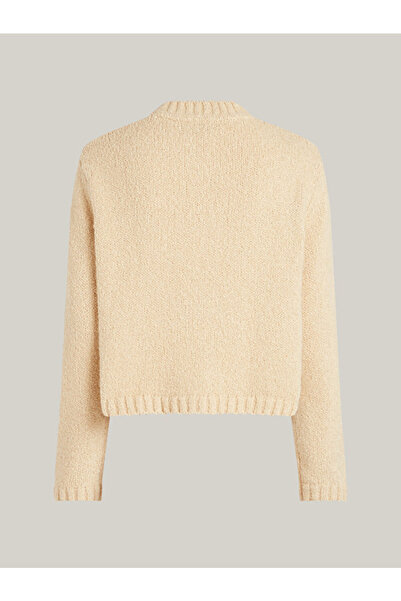 Tommy Hilfiger Kadın Cep Detaylı Düğme Kapamalı Regular Fit Bej Hırka WW0WW44473-AEX