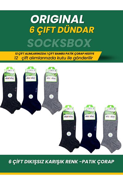 socksbox 6 Pairs Bamboo Seamless Mixed Color Booties Socks/Dündar Socks Series/40-44