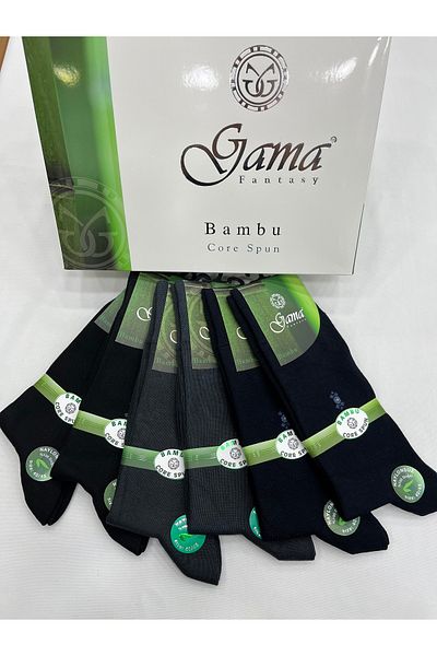 Gama Çorap 6 броя дебели зимни мъжки чорапи от бамбук, 100% естествени, без найлон, черно-тъмносиво