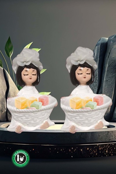 dr baharat 2 adet Lokumcu Kız Kahve Yanı Sunumluk Lokumluk biblo