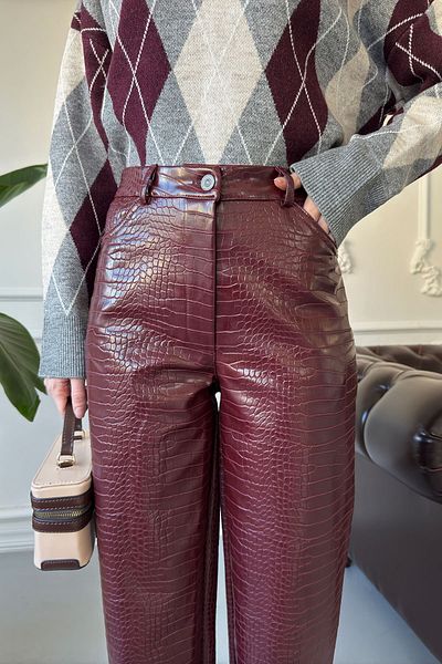 MAGARDE Premium Snakeskin Burgundy Trousers