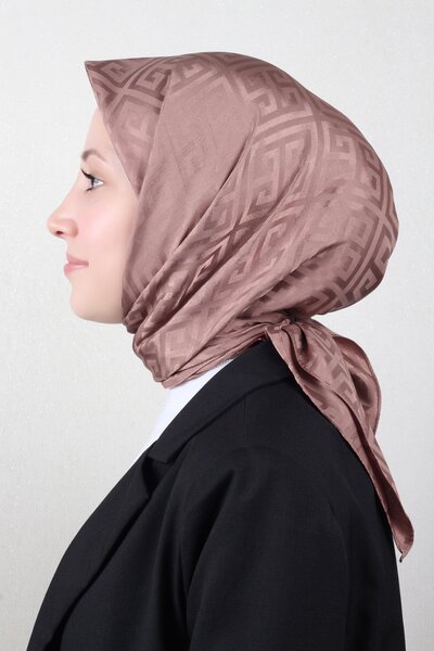 PİRAMİT Golden Jakar Eşarp Grift Desen 4118-19  Gül Kurusu