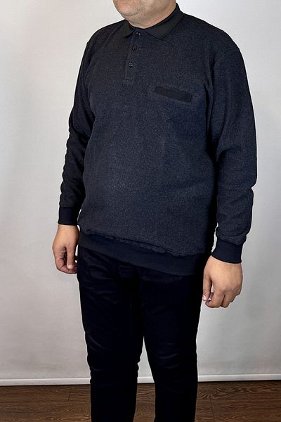 TANİŞ GİYİM Men's Polo Neck Large Size Oversized Dark Smoked Thessaloniki with Pockets