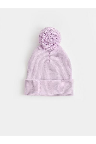 LC Waikiki Bedruckte Baby-Mädchen-Baskenmütze mit Pompon-Detail
