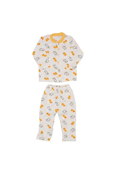bebegen طقم بيجامة بطة صفراء إكرو للجنسين
