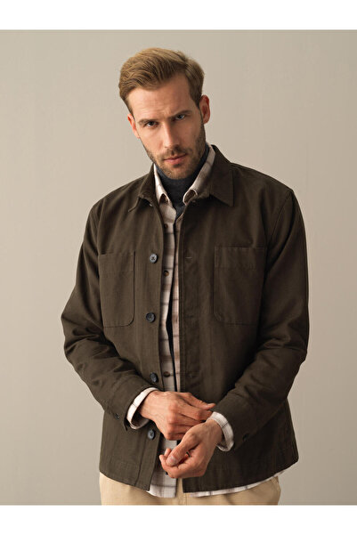 Xint Erkek Haki %100 Pamuk Regular Fit Gömlek Ceket